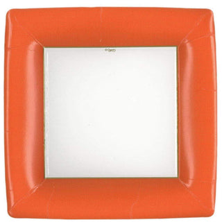 Caspari Grosgrain Square Paper Dinner Plates in Deep Orange - 8 Per Package 8602DP