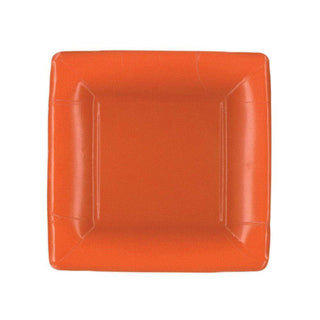 Caspari Grosgrain Square Paper Salad & Dessert Plates in Deep Orange - 8 Per Package 8602SP