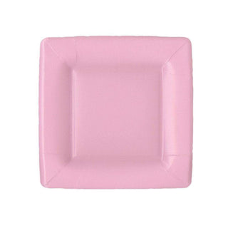 Caspari Grosgrain Square Paper Salad & Dessert Plates in Light Pink - 8 Per Package 8604SP