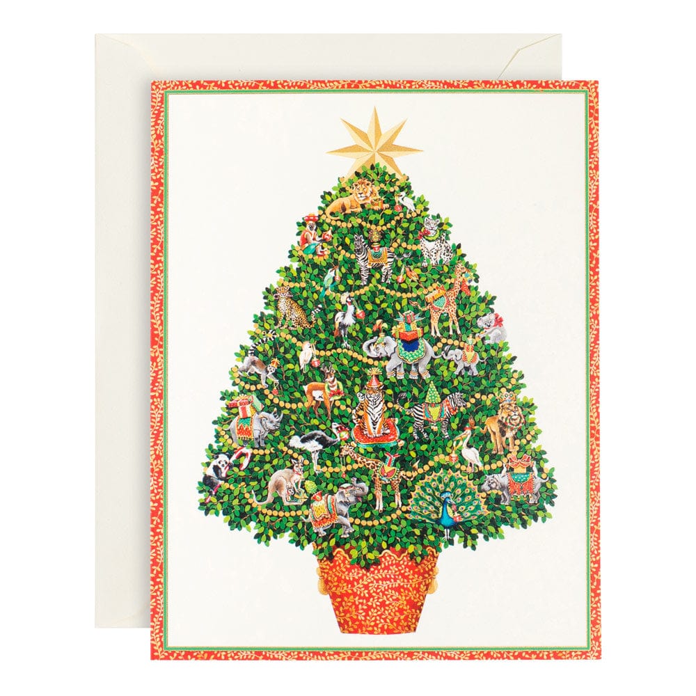 Safari Tree Large Boxed Christmas Cards 15 Cards & 15 Envelopes Caspari