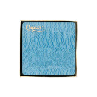 Caspari Square Lizard Coasters in Light Blue - 8 Per Box 88087CC