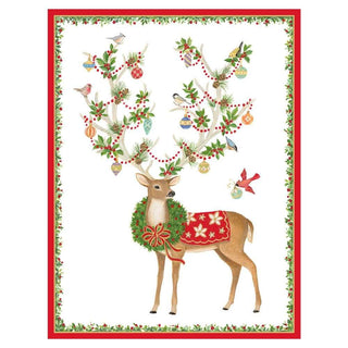 Caspari Reindeer with Ornamented Antlers Boxed Christmas Cards - 16 Cards & 16 Envelopes 88202