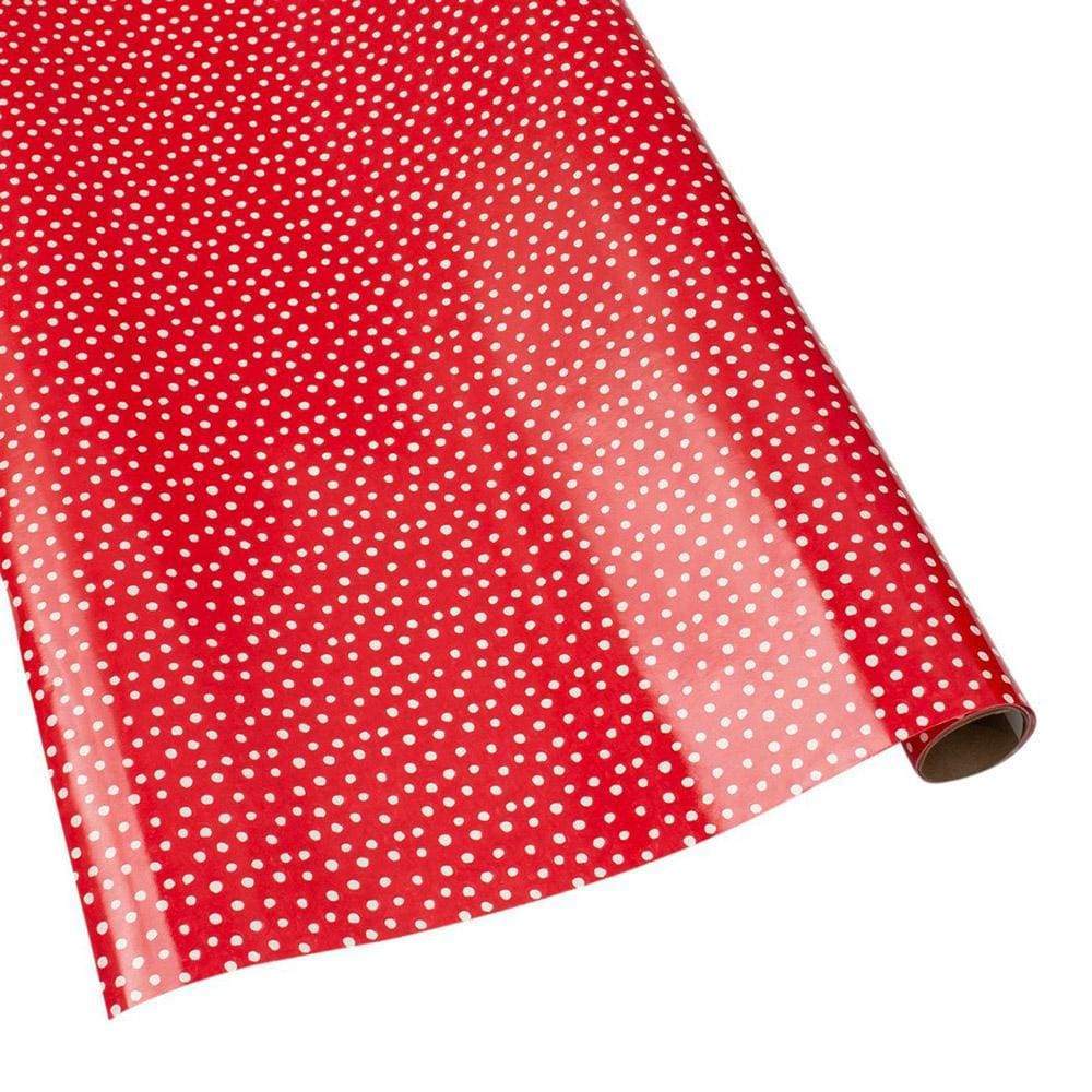 Caspari Gift Wrapping Paper 8ft Roll Small Dots Red