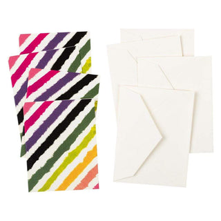 Caspari Rainbow Stripe Gift Enclosure Cards in Ivory - 4 Mini Cards & 4 Envelopes 8886ENC
