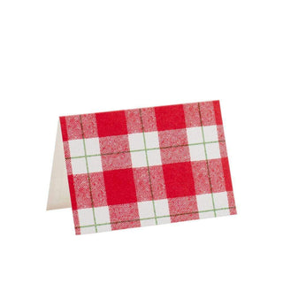 Caspari Plaid Check Place Cards in Red - 10 Per Package 88921P