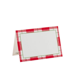 Caspari Plaid Check Place Cards in Red - 10 Per Package 88921P
