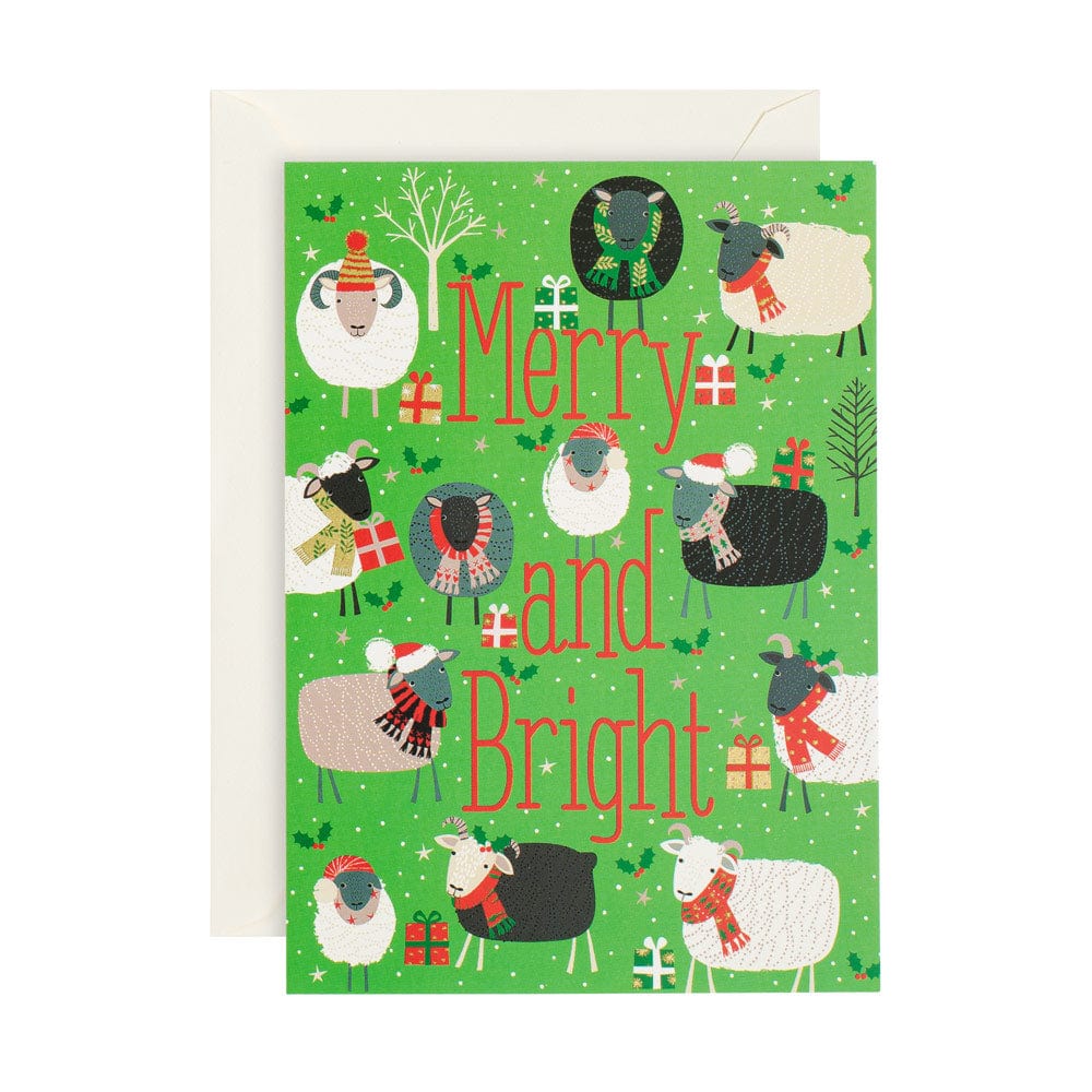 Merry and Bright Small Boxed Christmas Cards 15 Cards & 15 Envelopes Caspari