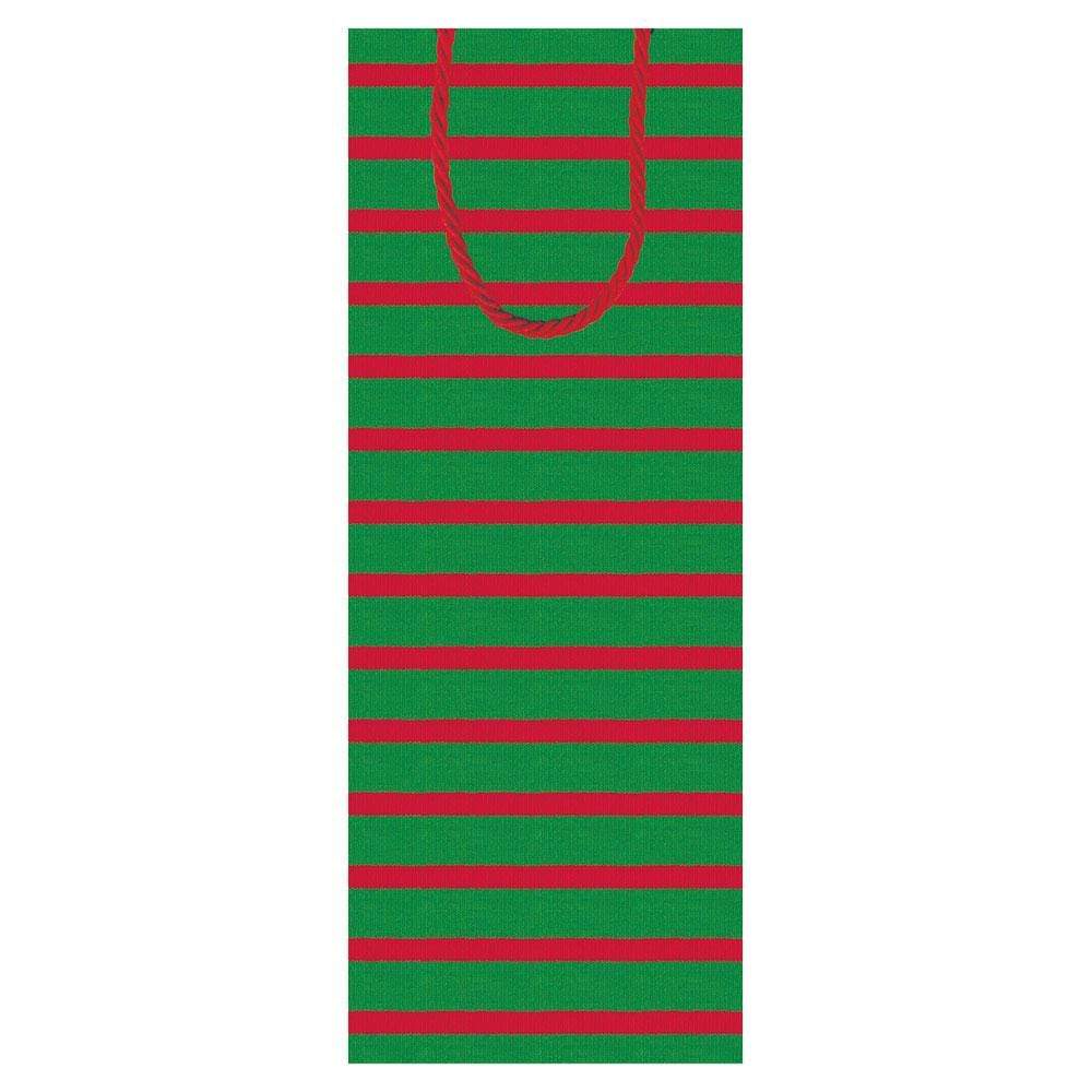Caspari Bretagne Wine & Bottle Gift Bag in Red & Green - 1 Each 8913B4