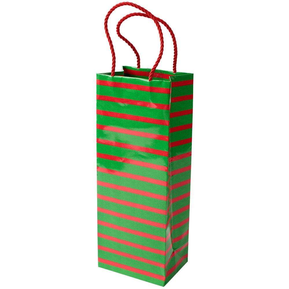 Caspari Bretagne Wine & Bottle Gift Bag in Red & Green - 1 Each 8913B4
