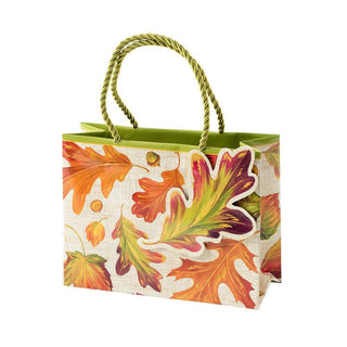Caspari Linen Leaves Small Gift Bag - 1 Each 8930B1