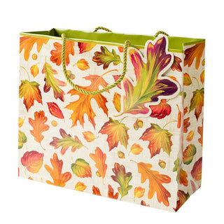 Caspari Linen Leaves Large Gift Bag - 1 Each 8930B3