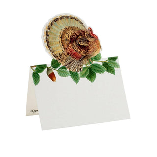 Caspari Turkey and Acorns Place Cards - 8 Per Package 89913P