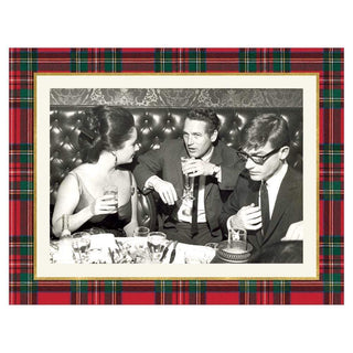 Personalization by Caspari Royal Plaid Foil Landscape Folded Holiday Photo Cards 89976PG