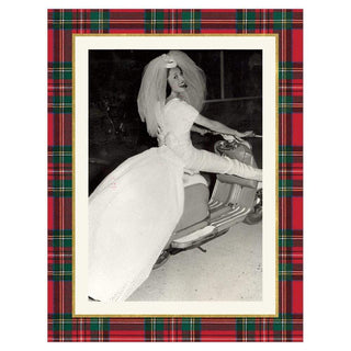 Personalization by Caspari Royal Plaid Foil Portrait Folded Holiday Photo Cards 89977PG