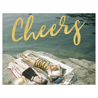 Personalization by Caspari Cheers Foil Landscape Folded Holiday Photo Cards 89978PG