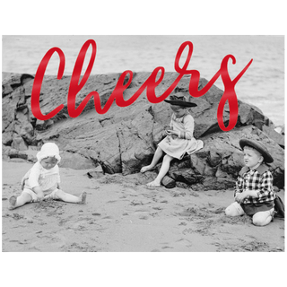 Personalization by Caspari Cheers Foil Landscape Folded Holiday Photo Cards 89978PG