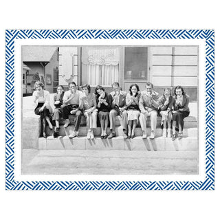 Personalization by Caspari Blue Foil Dash Border Landscape Folded Holiday Photo Cards 89982PG