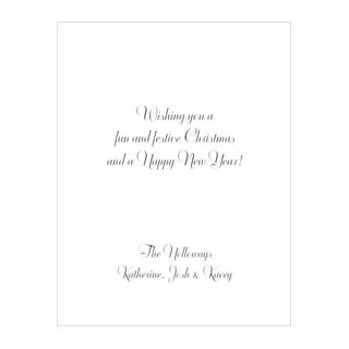Personalization by Caspari Blue Foil Dash Border Portrait Folded Holiday Photo Cards 89983PG
