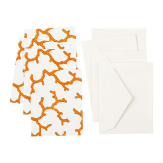 Caspari The Coral Sea Gift Enclosure Cards in Ivory - 4 Mini Cards & 4 Envelopes 9009ENC
