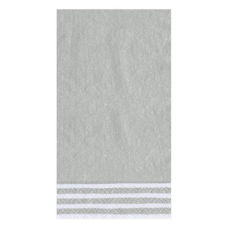 Caspari Border Stripe Paper Guest Towel Napkins in Silver - 15 Per Package 9009G