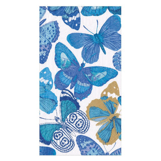 Caspari Butterflies Guest Towel Napkins in Blue - 15 Per Package 9063G