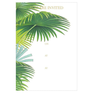 Caspari Palm Fronds Invitations in Foil - 8 Fill-In Invitations & 8 Envelopes 90908E40