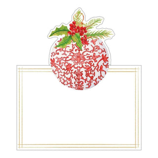 Caspari Porcelain Ornaments Die-Cut Place Cards - 8 Per Package 90921P