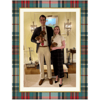 Personalization by Caspari Dress Stewart Tartan and Gold Foil Portrait Folded Holiday Photo Cards 90973PG