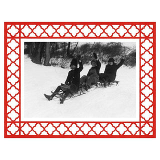 Personalization by Caspari Lattice and Topiaries Landscape Holiday Photo Postcards 90984POSTPG