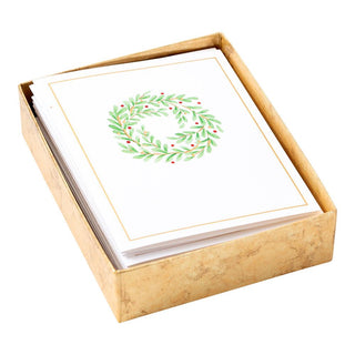 Caspari Wreath Assorted Embossed Boxed Note Cards - 10 Note Cards & 10 Envelopes 91613.46A