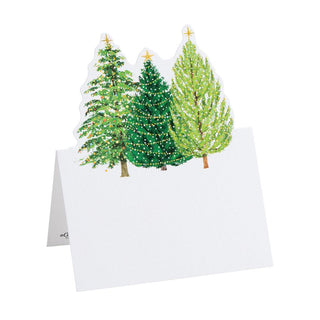 Caspari Christmas Trees with Lights Die-Cut Place Cards - 8 Per Package 91910P