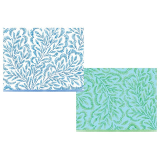 Caspari Block Print Leaves Assorted Boxed Note Cards - 10 Note Cards & 10 Envelopes 92606.46A