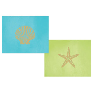 Caspari Sealife Assorted Foil Embossed Boxed Note Cards in Cool - 10 Note Cards & 10 Envelopes 92613.46A