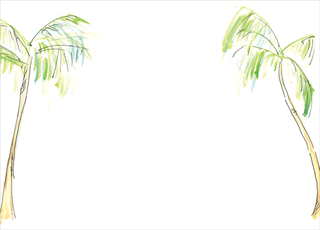 Caspari Painted Palm Trees Blank Correspondence Cards - 20 Cards & 20 Envelopes 92625CCU
