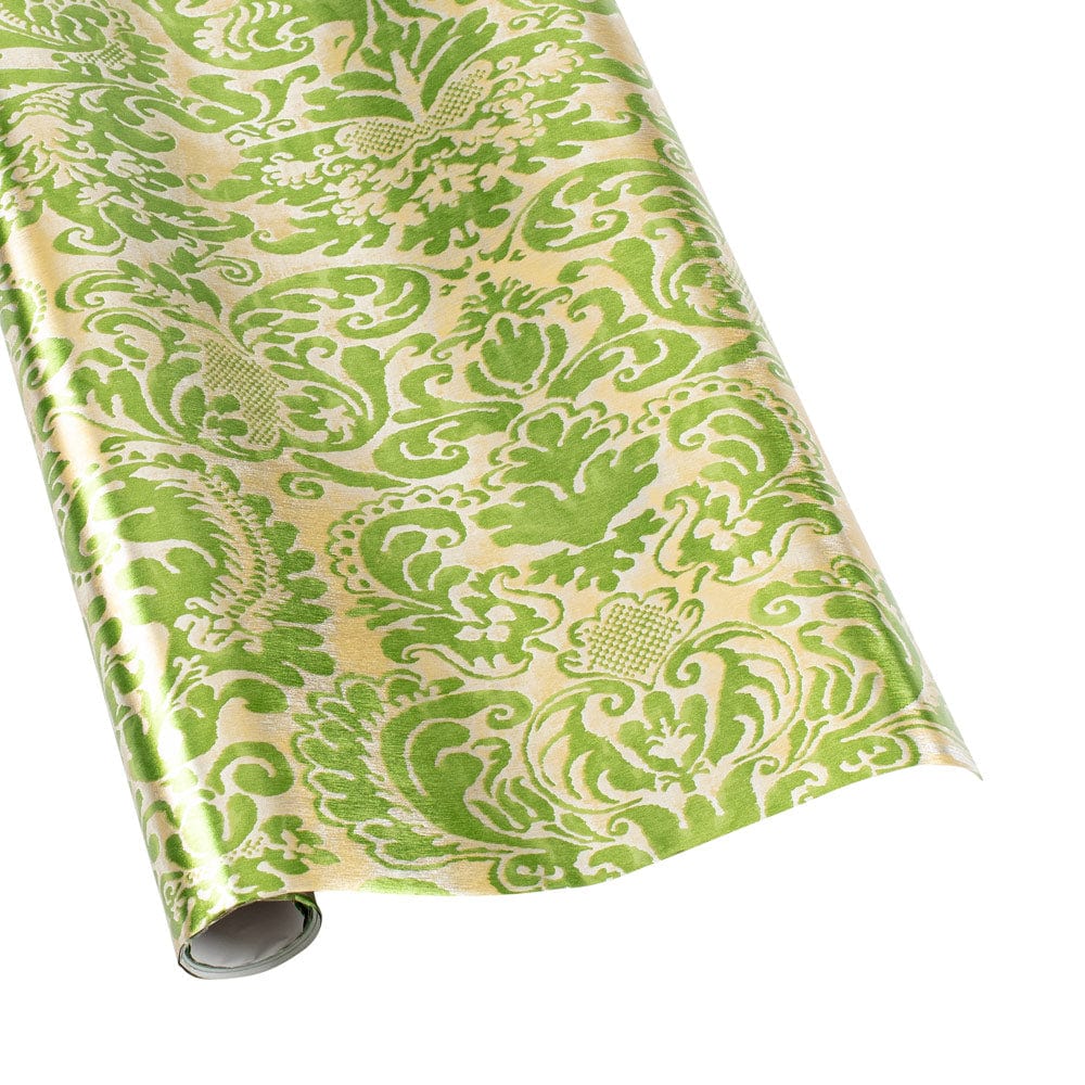 Textured Green Metallic Large Wrapping Paper, Xmas Embossed Food