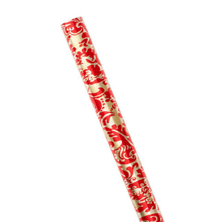 Caspari Palazzo Foil Metallic Gift Wrapping Paper in Red & Gold - 30" x 6' Roll 94989RCF