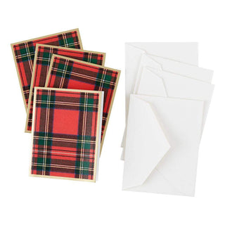 Caspari Royal Plaid Gift Enclosure Cards - 4 Mini Cards & 4 Envelopes 9575ENC