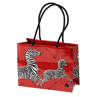 Caspari Zebras Small Gift Bag in Red - 1 Each 96303B1