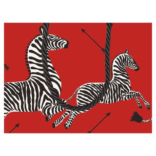 Caspari Zebras Small Gift Bag in Red - 1 Each 96303B1