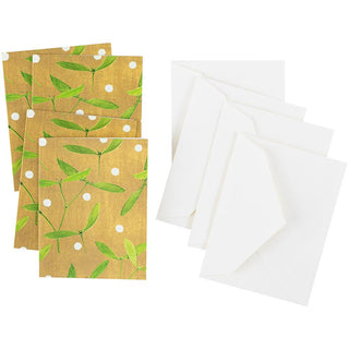 Caspari Mistletoe Gift Enclosure Cards - 4 Mini Cards & 4 Envelopes 96760ENC