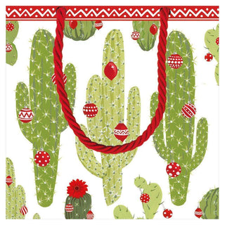 Caspari Merry Cactus Small Square Gift Bag - 1 Each 9698B1.5