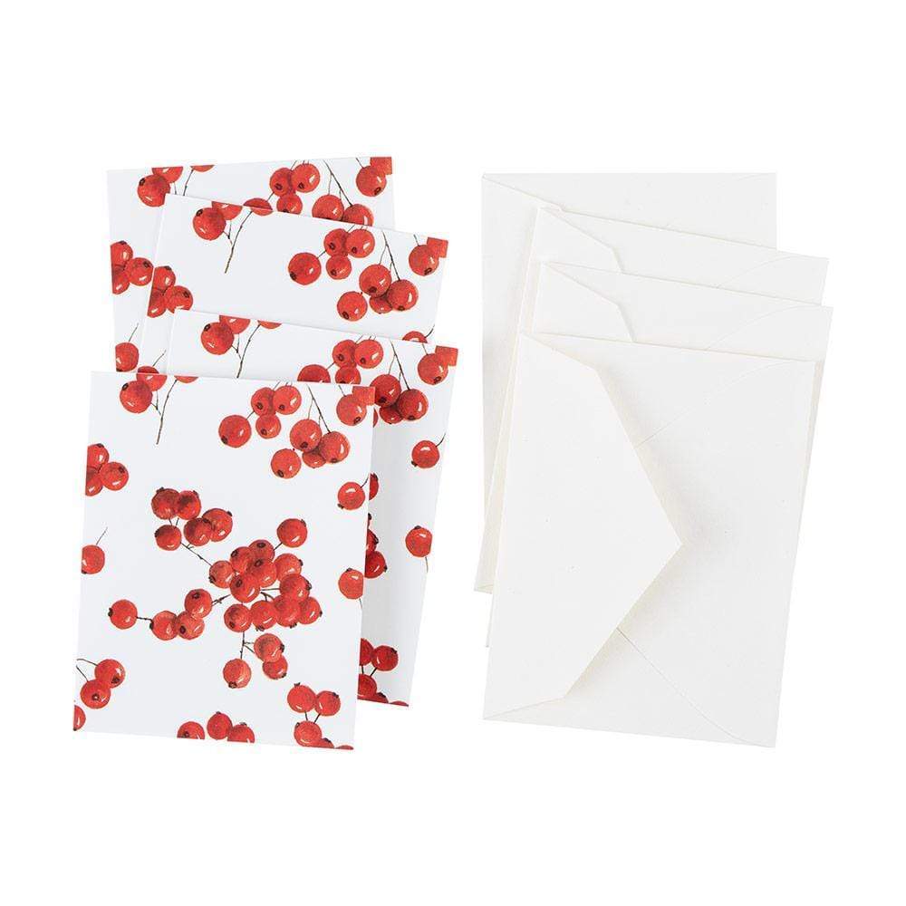 Caspari Berry Gathering Gift Enclosure Cards - 4 Mini Cards & 4 Envelopes