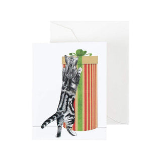 Caspari Curious Christmas Cats Gift Enclosure Cards - 4 Mini Cards & 4 Envelopes 9716ENC