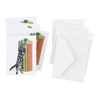 Caspari Curious Christmas Cats Gift Enclosure Cards - 4 Mini Cards & 4 Envelopes 9716ENC