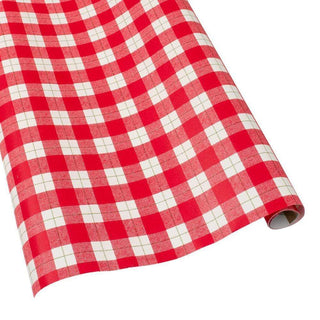 Caspari Plaid Check Gift Wrapping Paper in Red Soft Touch - 30" x 8' Roll 9725RC
