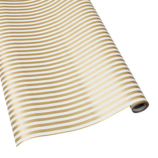 Caspari Club Stripe Reversible Gift Wrapping Paper in Gold & Silver - 30" x 8' Roll 97270RC