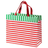 Caspari Club Stripe Large Gift Bag in Red & Green - 1 Each 9727B3