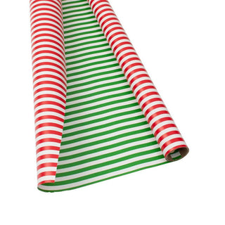 Caspari Club Stripe Reversible Gift Wrapping Paper in Red & Green - 30" x 8' Roll 9727RC