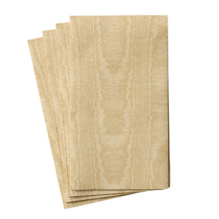 Caspari Moiré Paper Linen Guest Towel Napkins in Gold - 12 Per Package 972GG