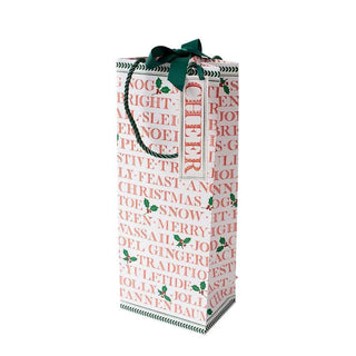 Caspari Yuletide Cheer Wine & Bottle Gift Bag - 1 Each 9741B4